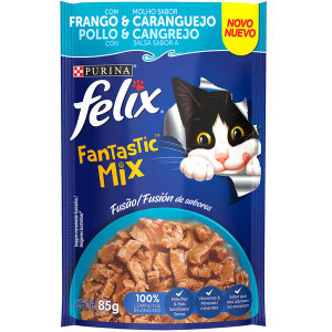 Sachê Felix Fantastic Mix Frango e Caranguejo para Gatos Adultos - 85g